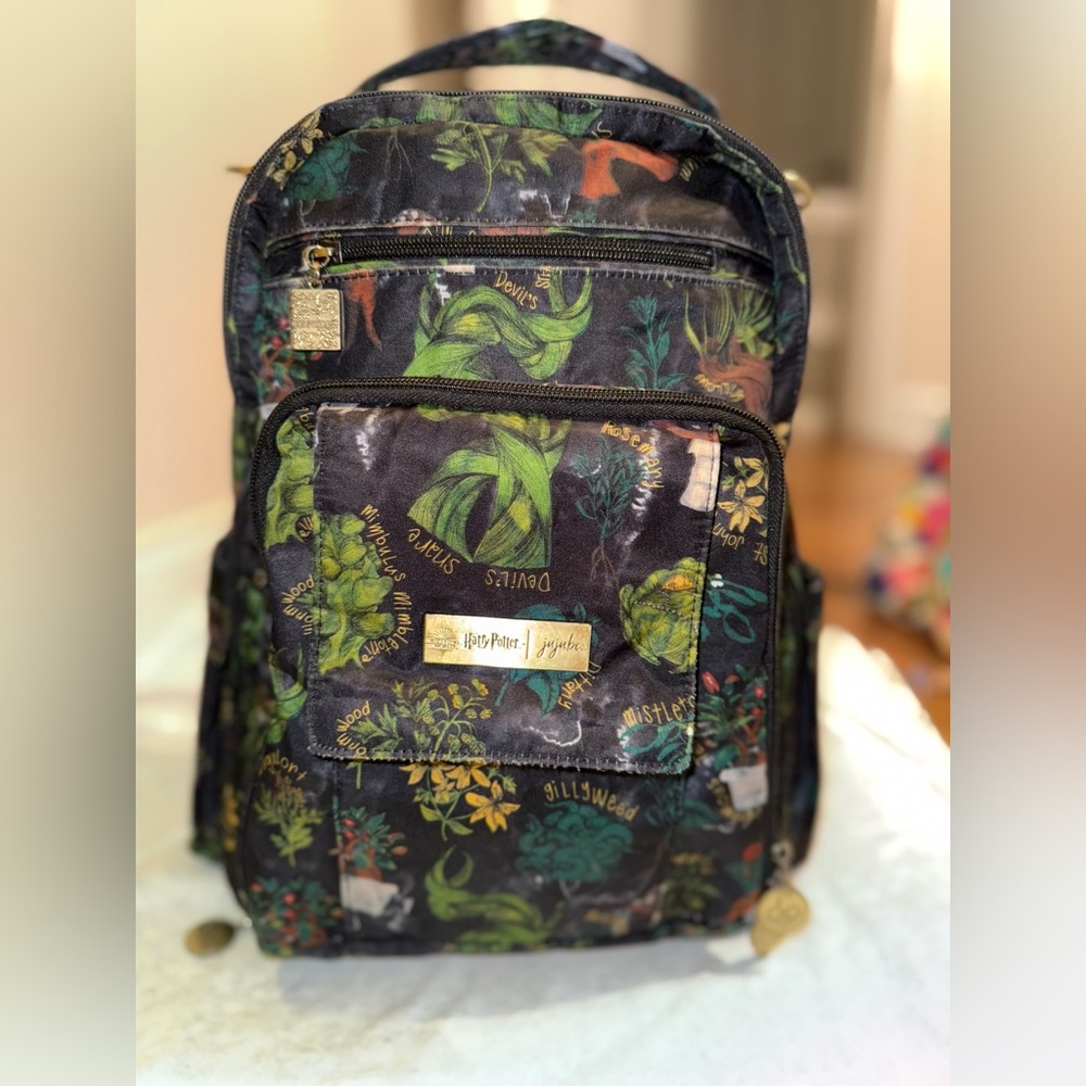 Loungefly Black and Green Botanical Backpack